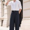 img-0b8c3d88090cbe43029b Men's Pleated Wide Leg Trousers