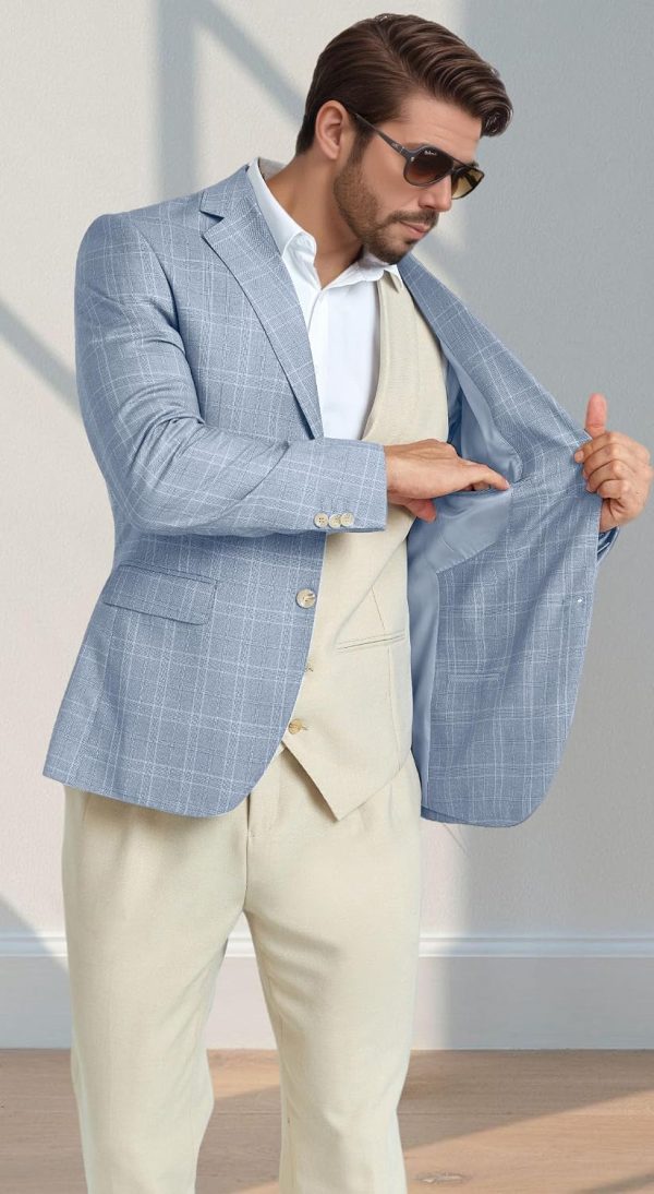 img-6605684347de8b5f4a56 Men's Plaid Blazer Jacket