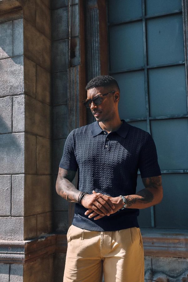 img-7e4fa253042c607da02e Men's Textured Knit Polo Shirt