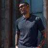 img-856ec69749f2e59448cc Men's Textured Knit Polo Shirt
