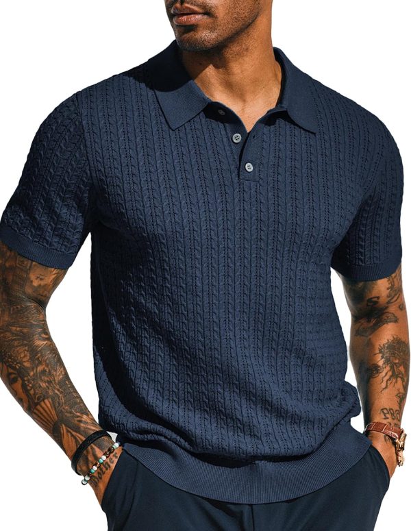 img-8a4a86ba7b2019960227 Men's Textured Knit Polo Shirt