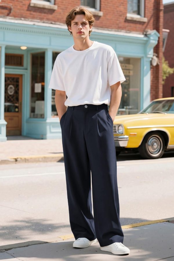 img-96c658f6b6d50cb9bab5 Men's Pleated Wide Leg Trousers