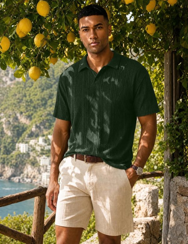 img-afcce5de61e2619fd2bf Men's Textured Knit Polo Shirt