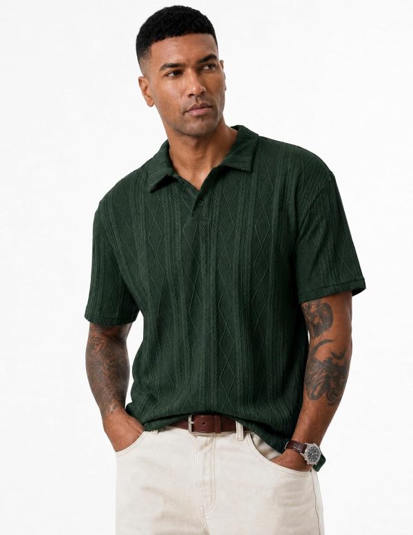 img-c0ffa9985d3ecbadd74c Men's Textured Knit Polo Shirt