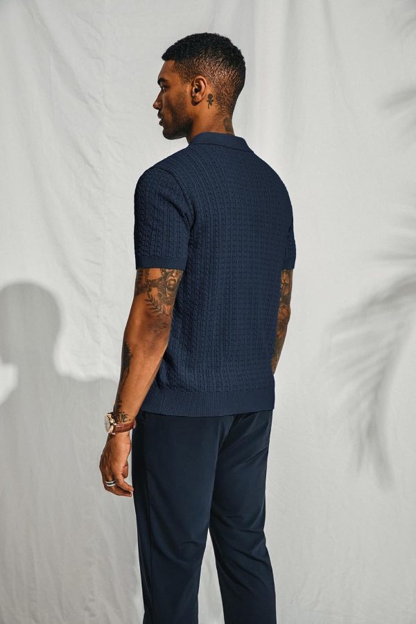 img-ce5244a6b9c2a7dc0997 Men's Textured Knit Polo Shirt