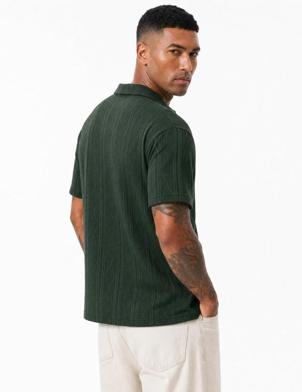 img-e2397b69bfa92fbba4e9 Men's Textured Knit Polo Shirt